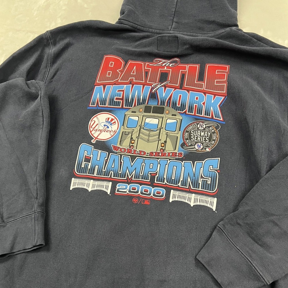 47 Brand Hoodie Mens XXL Navy Blue NY Yankees Subway Series Champions Pullover